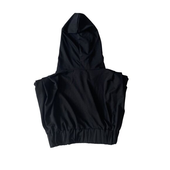 ROMA CONCEPT by Rosee Size L Black Sleeveless Hoodie Crop Sweatshirt Top - Picture 10 of 10